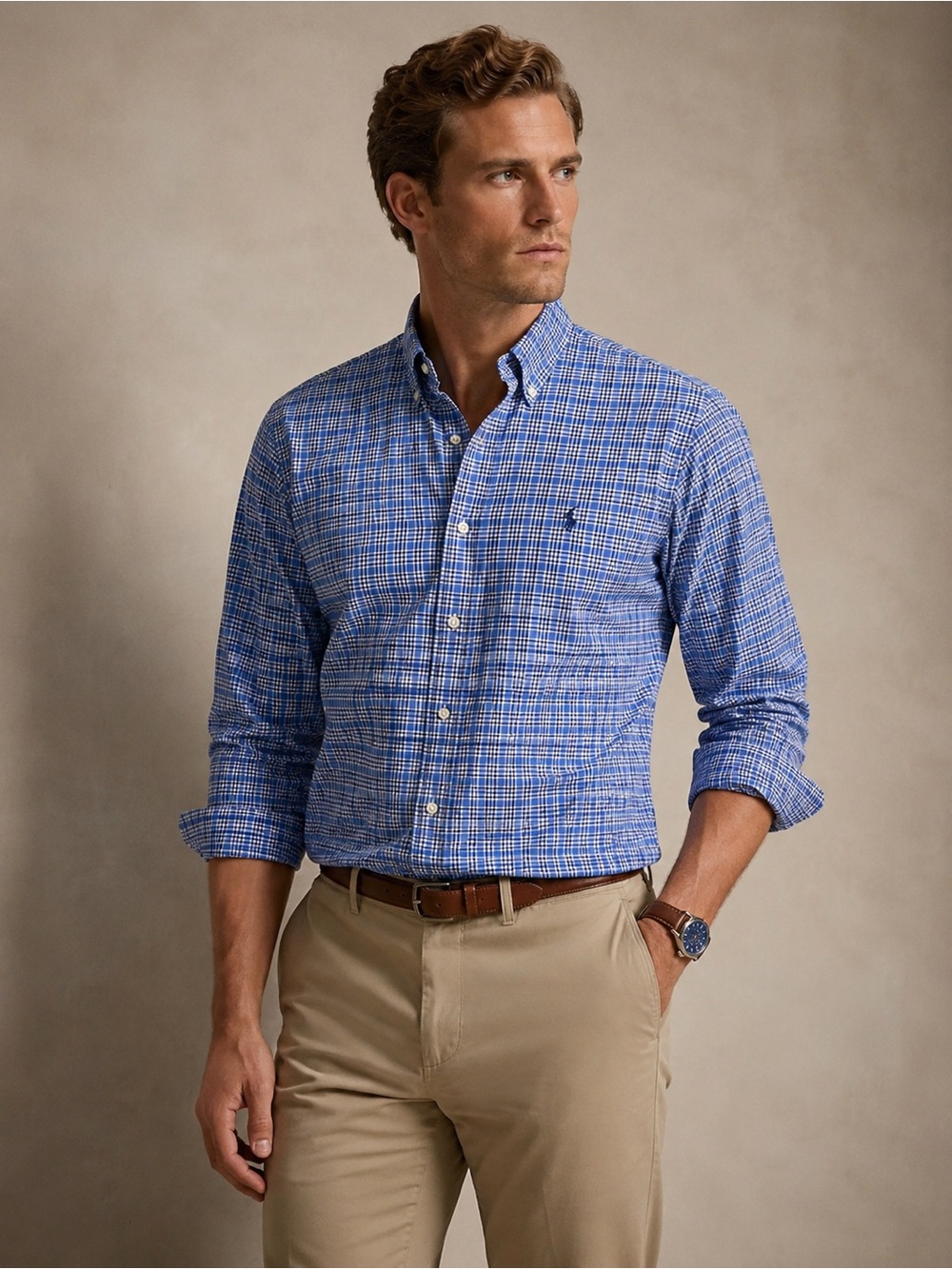 Ralph Lauren Blue Plaid Button-Down Shirt